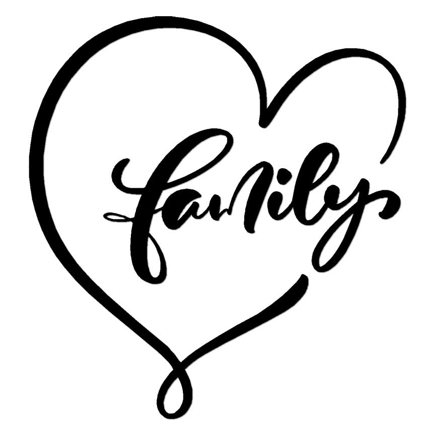 Family Heart, Vinyl Decal Sticker, Multiple Colors & Sizes #6295
