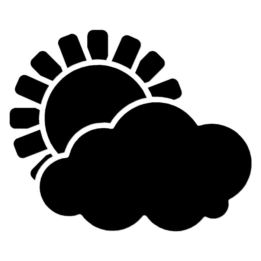 Sun Behind Cloud, Vinyl Decal Sticker, Multiple Colors & Sizes #6357