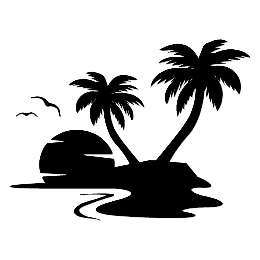 Palm Tree Vinyl Decal Tropical Decals Vinyl Car Stickers Art Bumper Tree  Decor White Black L594