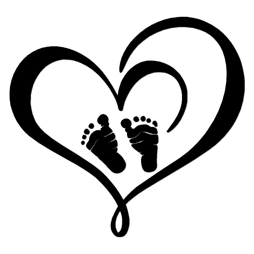 baby feet heart clip art black and white