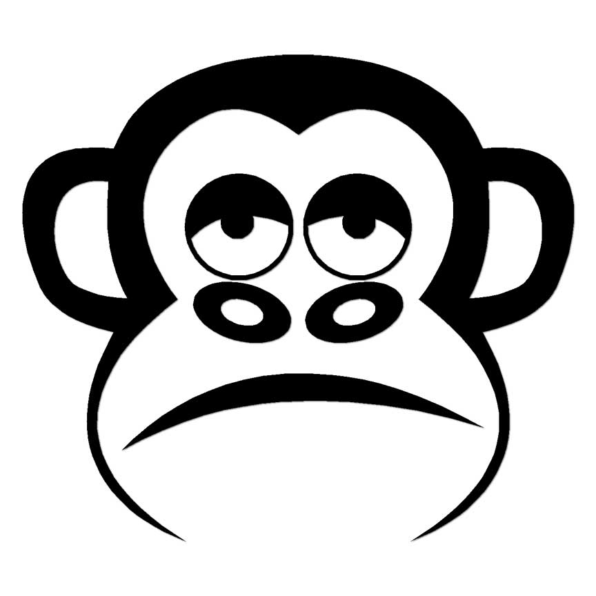 Sad Monkey, Vinyl Decal Sticker, Multiple Colors & Sizes #6890