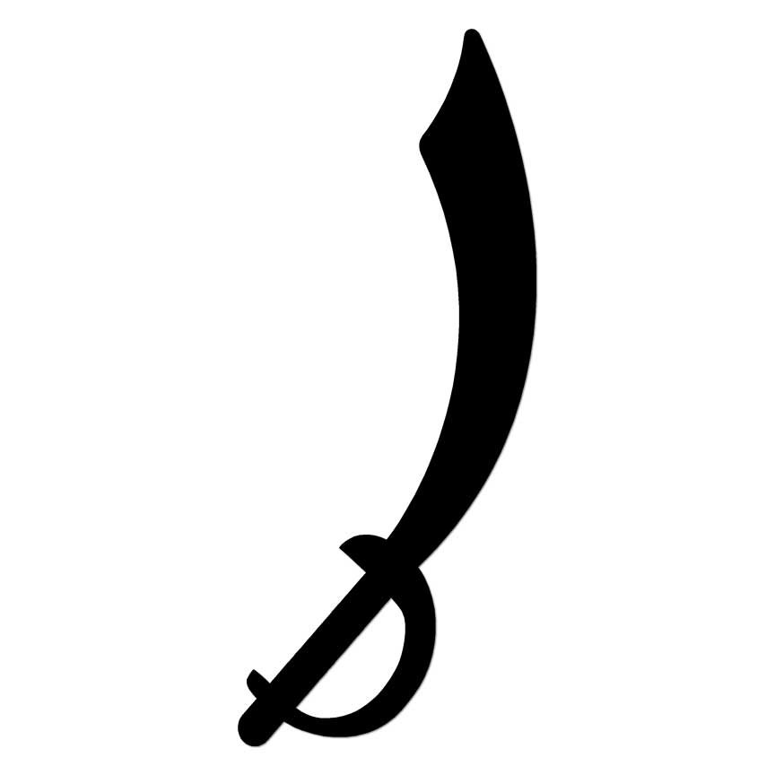 Saber Scimitar Sword, Vinyl Decal Sticker, Multiple Colors & Sizes #6933