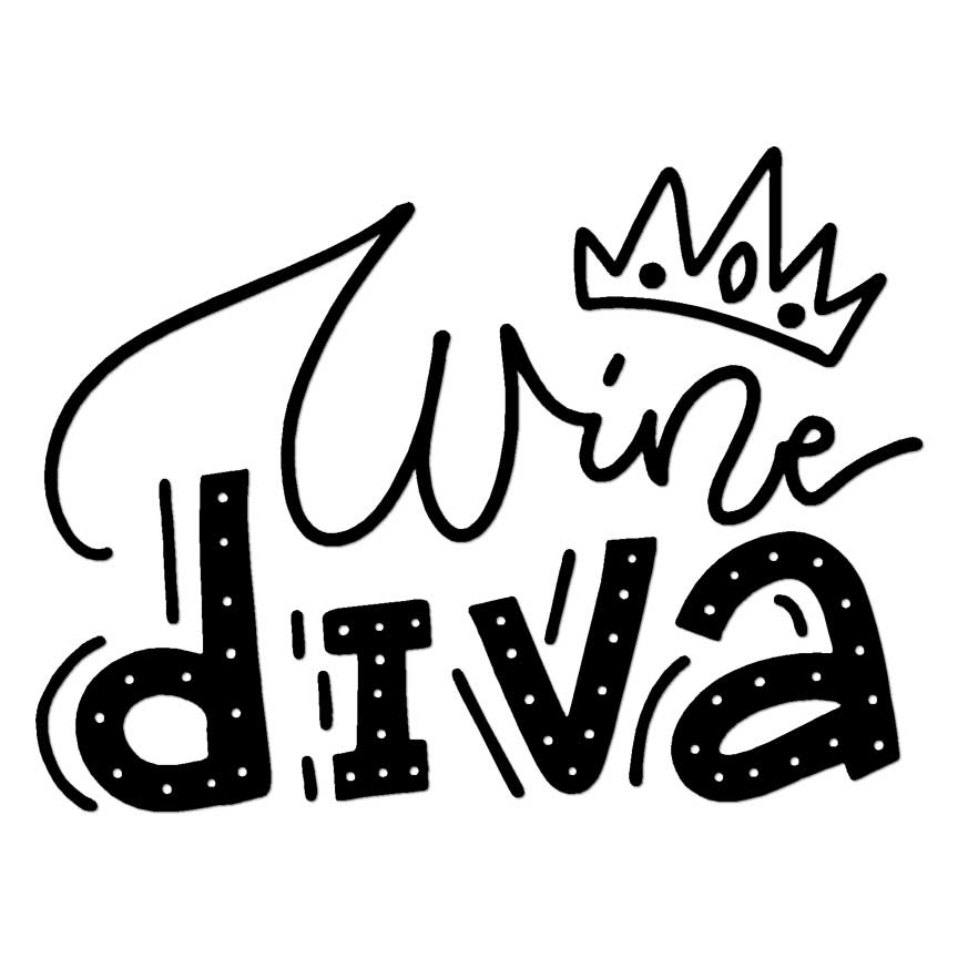 Wine Diva Crown, Vinyl Decal Sticker, Multiple Colors & Sizes #7051