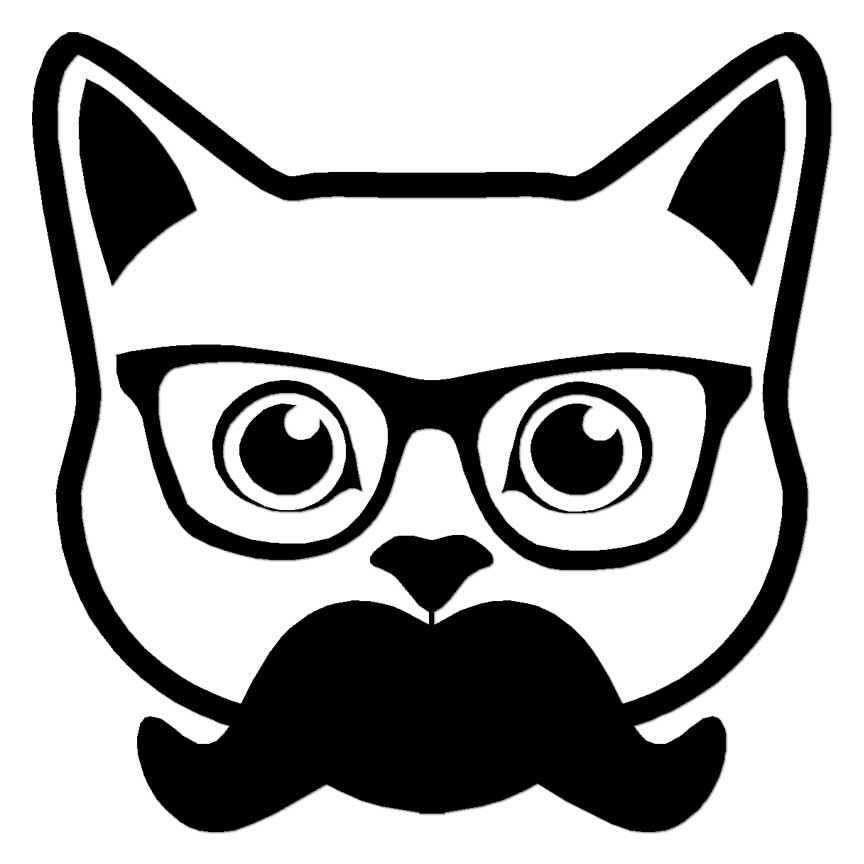Cat Glasses Mustache, Vinyl Decal Sticker, Multiple Colors & Sizes #7072