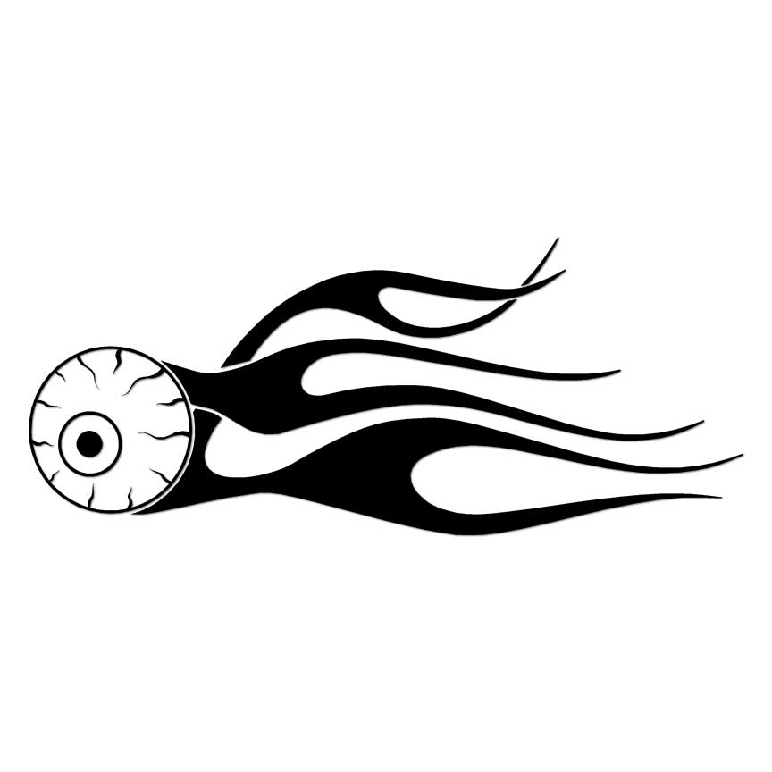 Eyeball Flames, Vinyl Decal Sticker, Multiple Colors & Sizes #7395