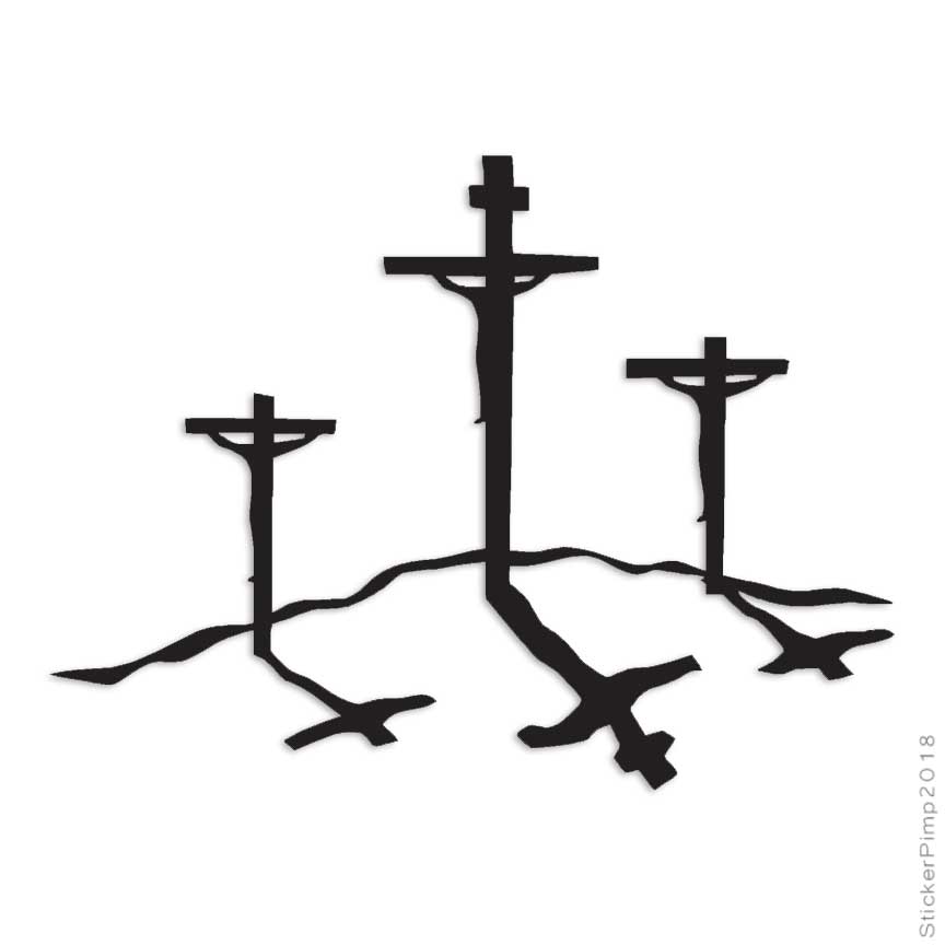 Calvary Crosses Religion, Vinyl Decal Sticker, Multiple Colors & Sizes #810