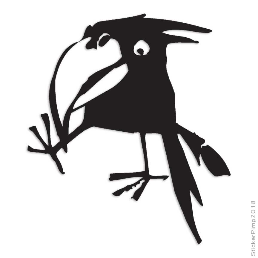 Funny Crow Bird, Vinyl Decal Sticker, Multiple Colors & Sizes #835