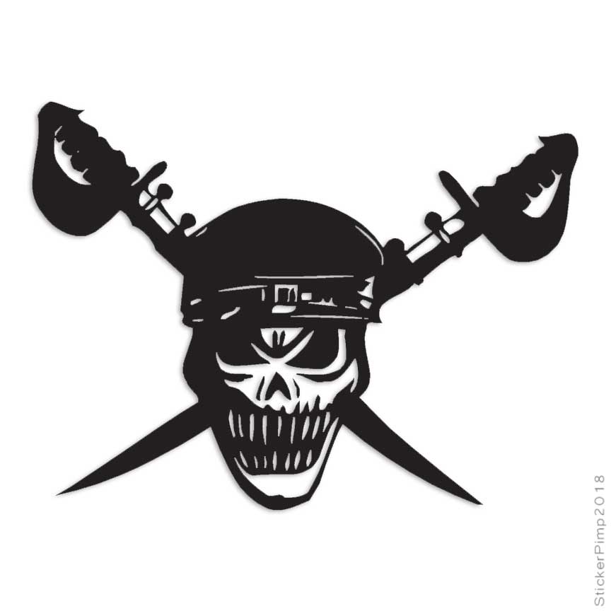 Pirate Skull Swords, Vinyl Decal Sticker, Multiple Colors & Sizes #997