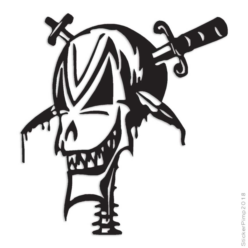 Pirate Cross Swords Skull, Vinyl Decal Sticker, Multiple Colors & Sizes #998