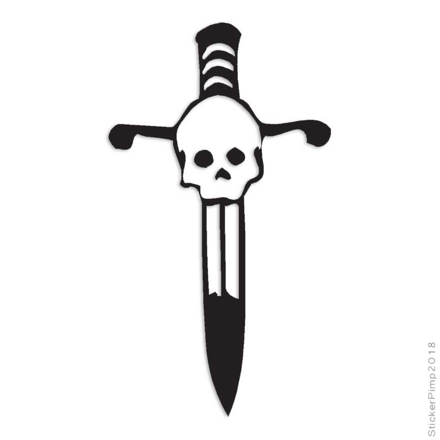 Skull Dagger, Vinyl Decal Sticker, Multiple Colors & Sizes #999