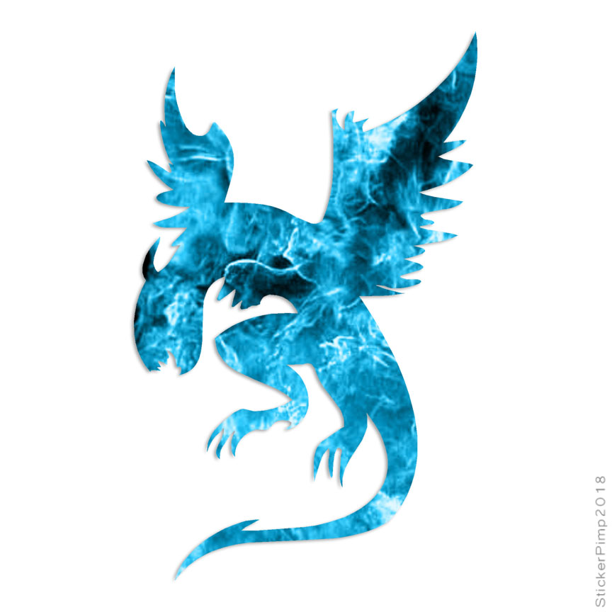 Dragon Flying Art, Vinyl Decal Sticker, 40 Patterns & 3 Sizes, #1050