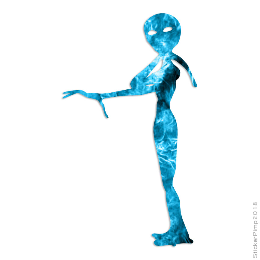 Alien Humanoid Invader, Vinyl Decal Sticker, 40 Patterns & 3 Sizes, #1122