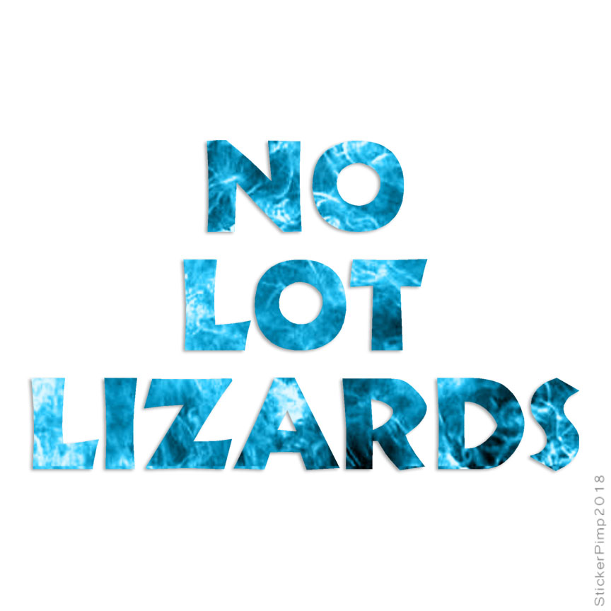 No Lot Lizards, Vinyl Decal Sticker, 40 Patterns & 3 Sizes, #1187