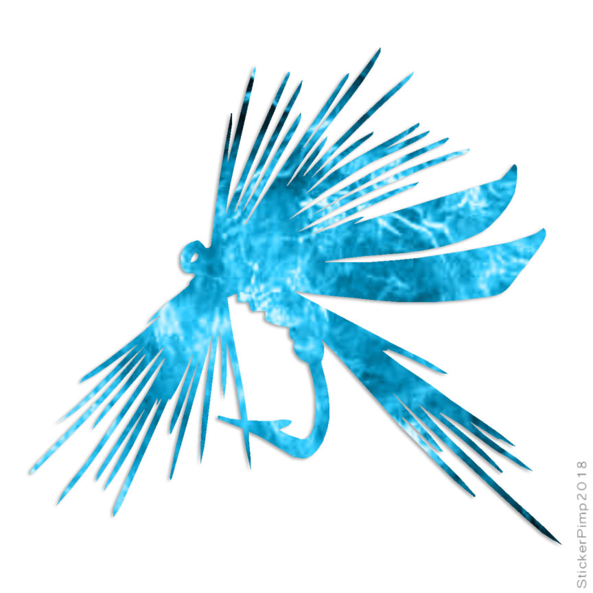 Fly Fishing Lure Hook, Vinyl Decal Sticker, 40 Patterns & 3 Sizes, #1332