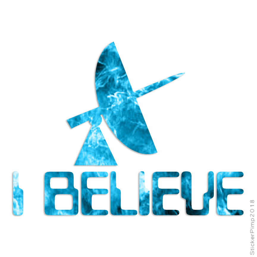 I Believe Radar Alien, Vinyl Decal Sticker, 40 Patterns & 3 Sizes, #1356