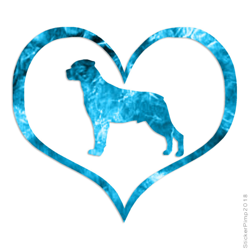 Heart Rottweiler Love, Vinyl Decal Sticker, 40 Patterns & 3 Sizes, #1506