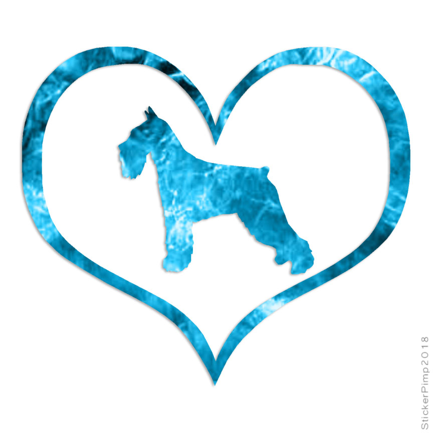 Heart Standard Schnauzer Dog, Vinyl Decal Sticker, 40 Patterns & 3 Sizes, #1522