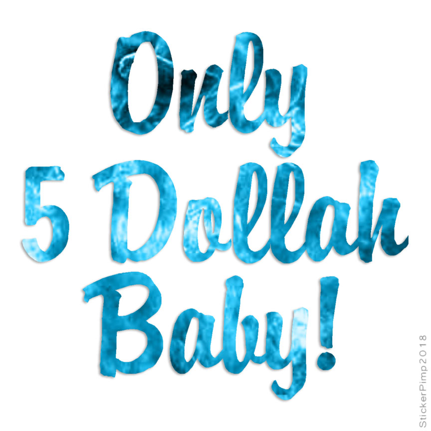 Only 5 Dollars Baby, Vinyl Decal Sticker, 40 Patterns & 3 Sizes, #1537