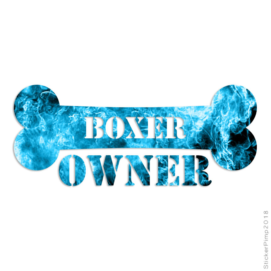 Boxer Owner Bone, Vinyl Decal Sticker, 40 Patterns & 3 Sizes, #1629