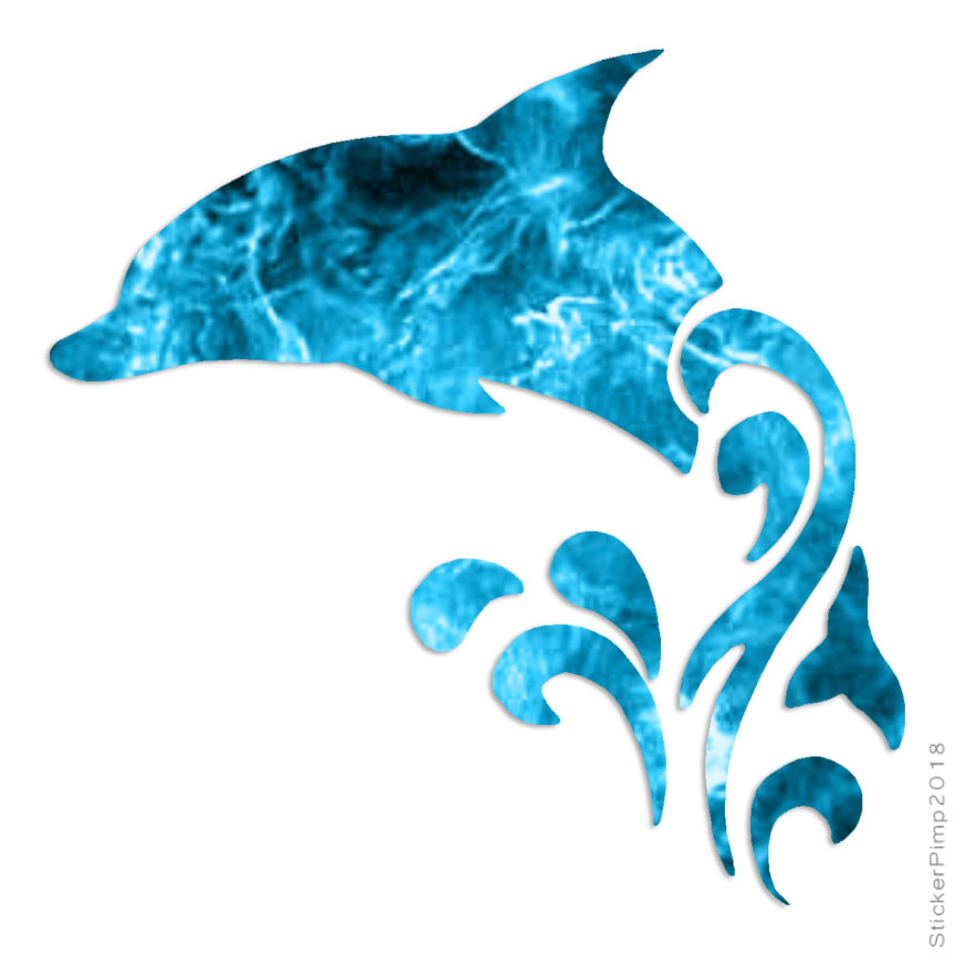 Dolphin Wave Tribal, Vinyl Decal Sticker, 40 Patterns & 3 Sizes, #218