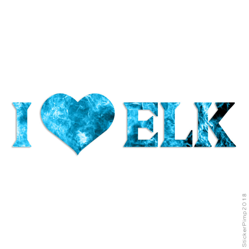 I Heart Love Elk Hunting, Vinyl Decal Sticker, 40 Patterns & 3 Sizes, #2296