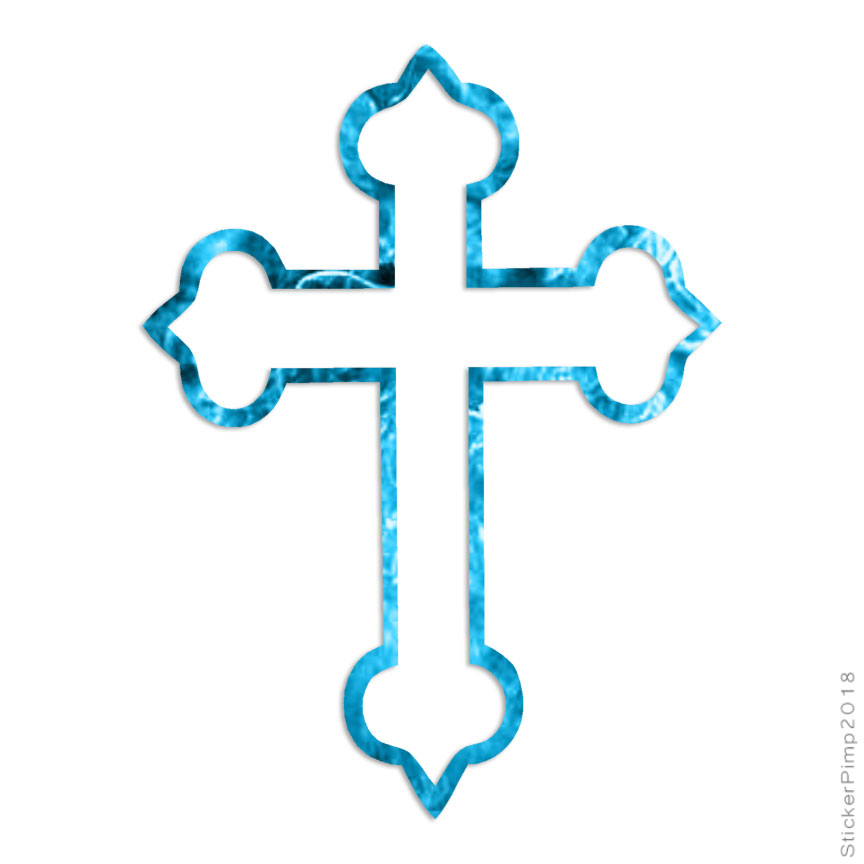 Fancy Cross Christian, Vinyl Decal Sticker, 40 Patterns & 3 Sizes, #2334