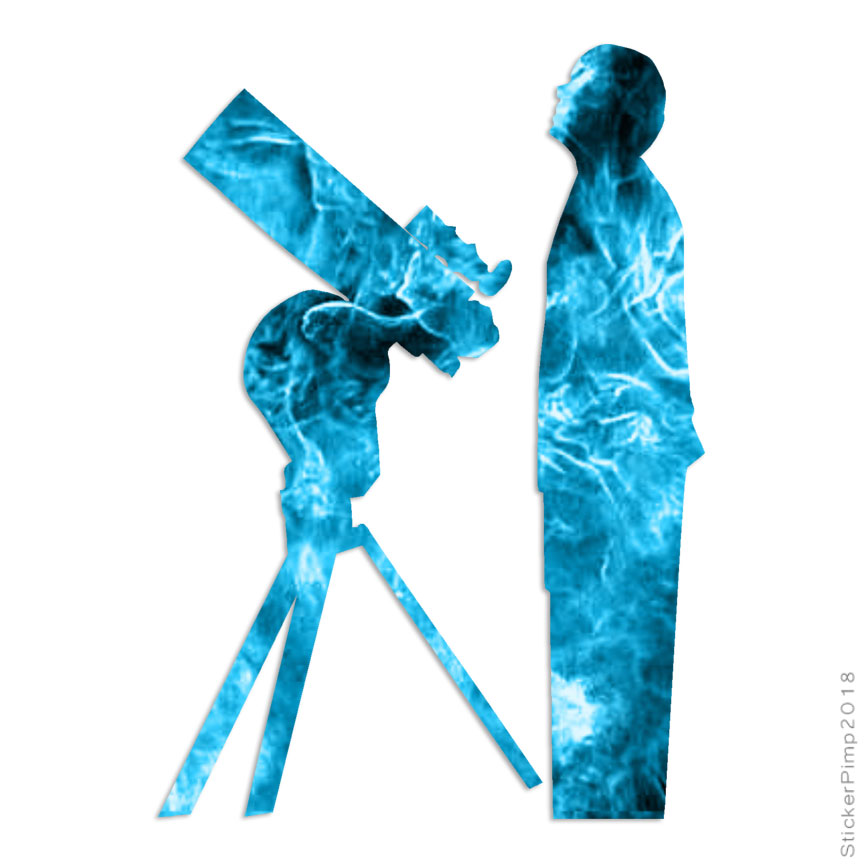 Astronomer Telescope Art, Vinyl Decal Sticker, 40 Patterns & 3 Sizes, #2346