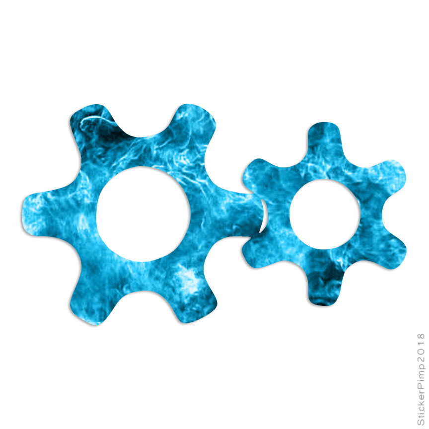 Meshed Gears Cog, Vinyl Decal Sticker, 40 Patterns & 3 Sizes, #2368