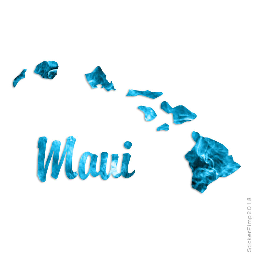 Maui Hawaiian Islands, Vinyl Decal Sticker, 40 Patterns & 3 Sizes, #2390