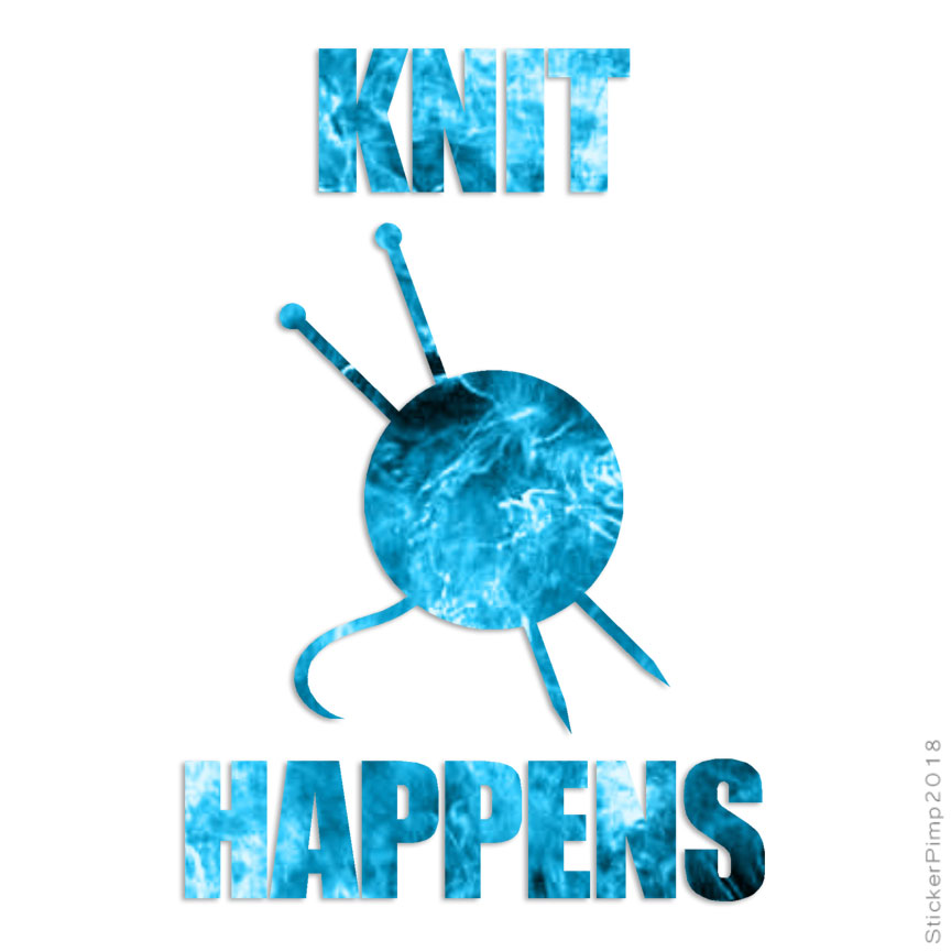Knit Happens Yarn Craft, Vinyl Decal Sticker, 40 Patterns & 3 Sizes, #2568