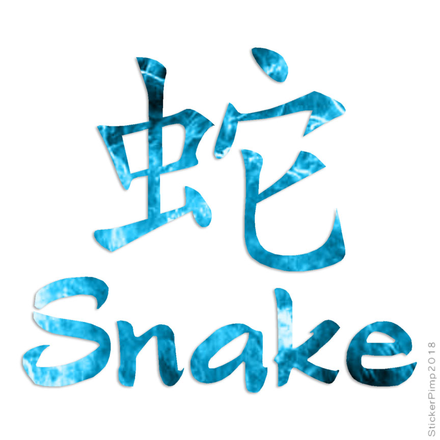 Snake Chinese Symbols, Vinyl Decal Sticker, 40 Patterns & 3 Sizes, #2690