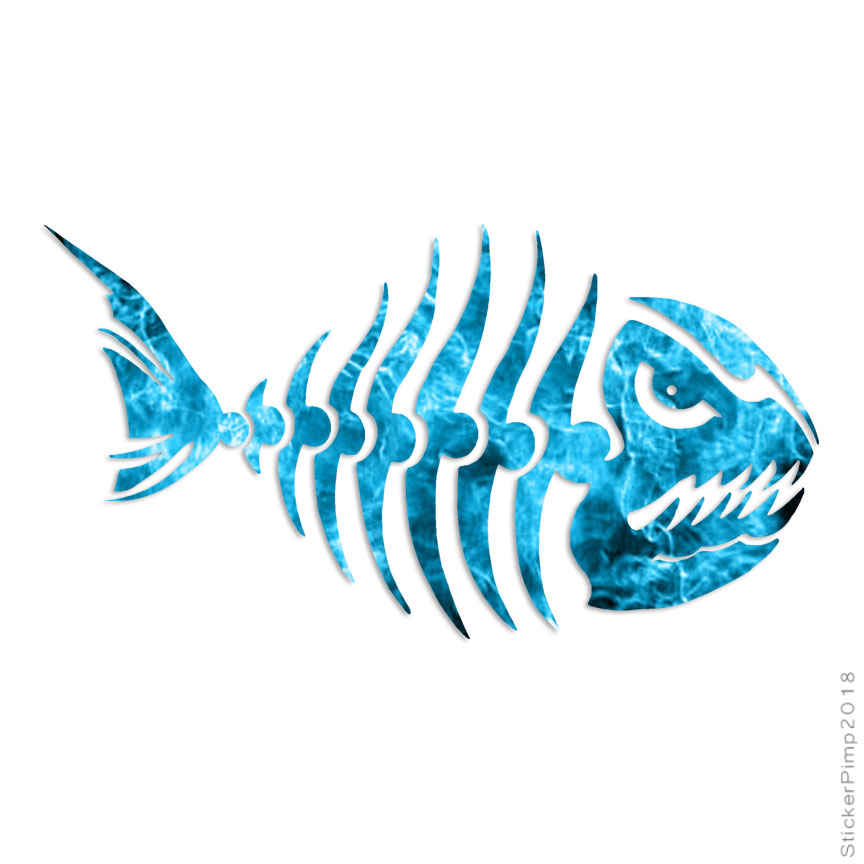 Fish Bones Skeleton Angry, Vinyl Decal Sticker, 40 Patterns & 3 Sizes, #289