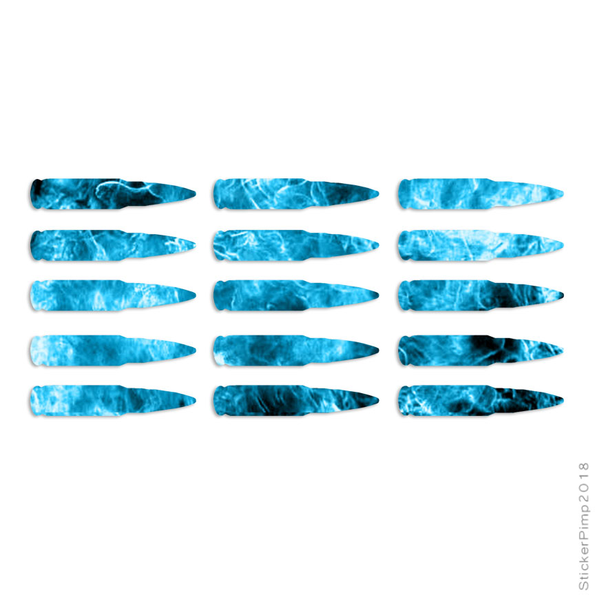 15 AK47 Bullet Ammo, Vinyl Decal Sticker, 40 Patterns & 3 Sizes, #2974