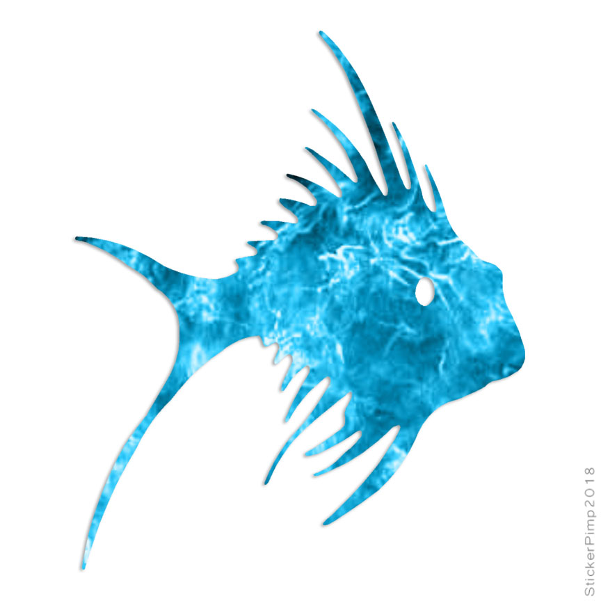 Fish Tribal Spike, Vinyl Decal Sticker, 40 Patterns & 3 Sizes, #305