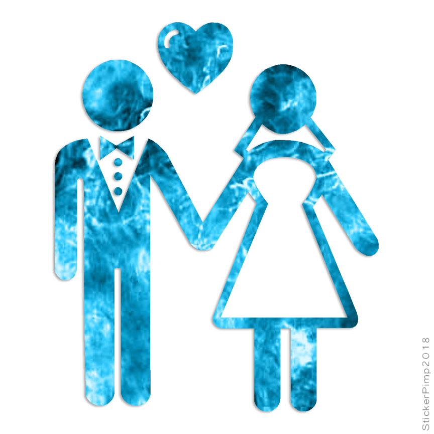 Stick Figure Bride Groom, Vinyl Decal Sticker, 40 Patterns & 3 Sizes, #3107
