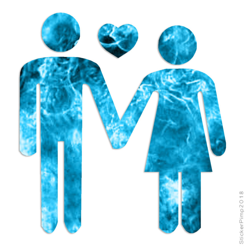 Stick Figure Couple, Vinyl Decal Sticker, 40 Patterns & 3 Sizes, #3108