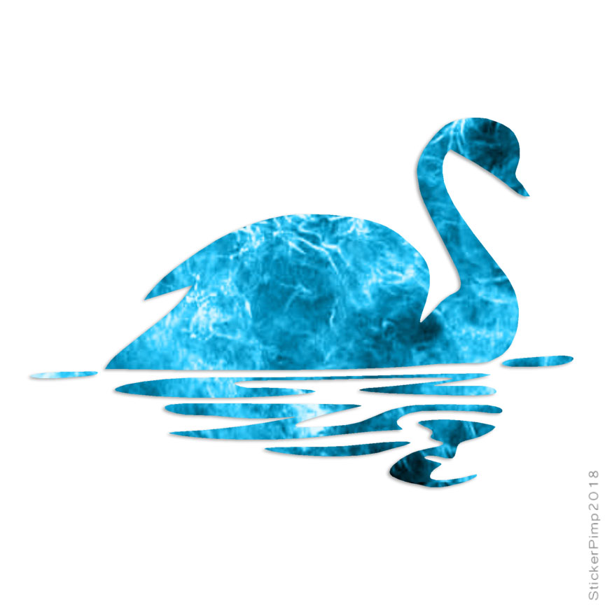 Swan Swimming Art, Vinyl Decal Sticker, 40 Patterns & 3 Sizes, #3228