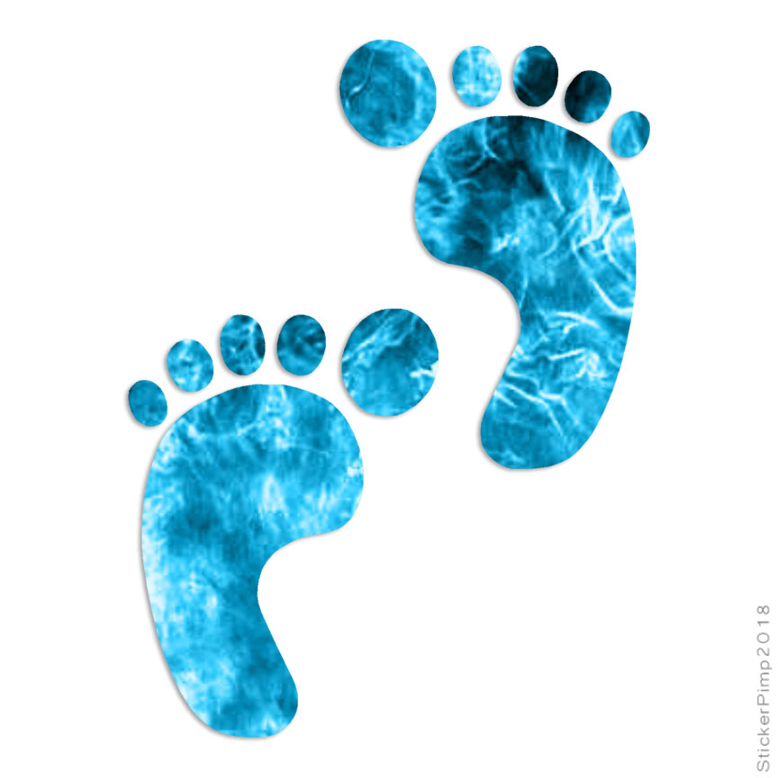 Footprints Bare Foot, Vinyl Decal Sticker, 40 Patterns & 3 Sizes, #327