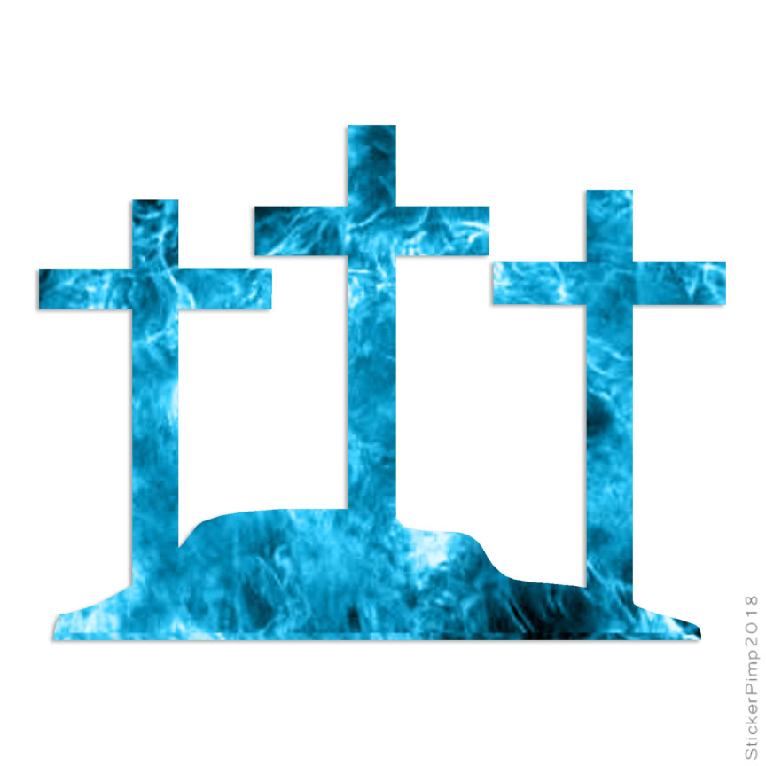 Three Cross Hill, Vinyl Decal Sticker, 40 Patterns & 3 Sizes, #3417