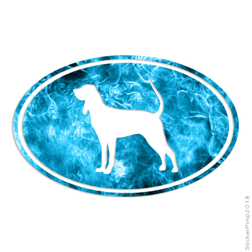 Black & Tan Coonhound Oval, Vinyl Decal Sticker, 40 Patterns & 3 Sizes, #3635