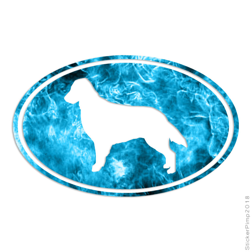 Flat Coated Retriever Oval, Vinyl Decal Sticker, 40 Patterns & 3 Sizes, #3664
