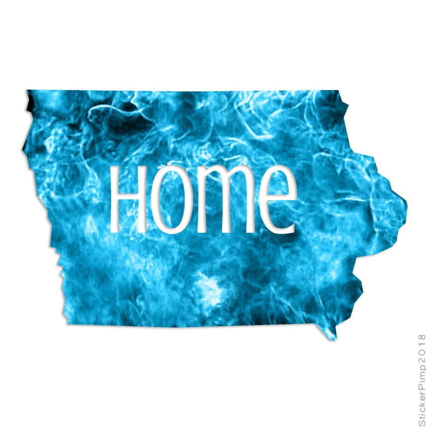 Iowa Home State, Vinyl Decal Sticker, 40 Patterns & 3 Sizes, #3817