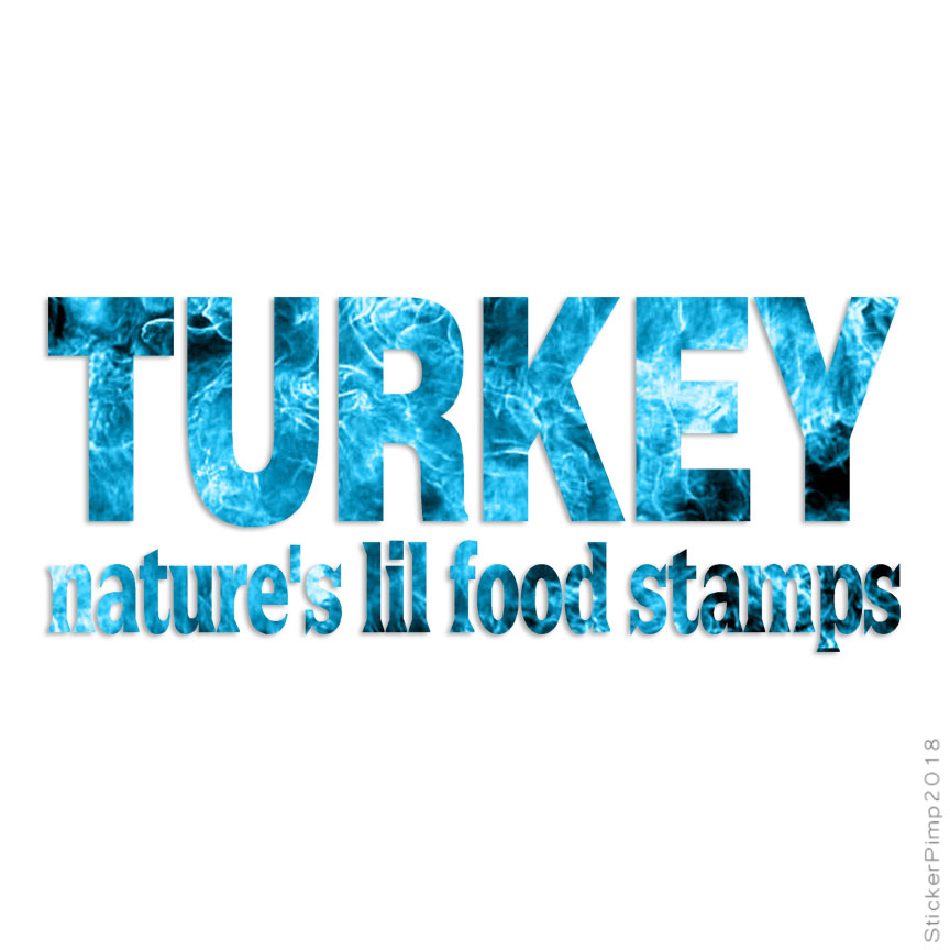 Turkey Natures Food Stamps, Vinyl Decal Sticker, 40 Patterns & 3 Sizes, #3861