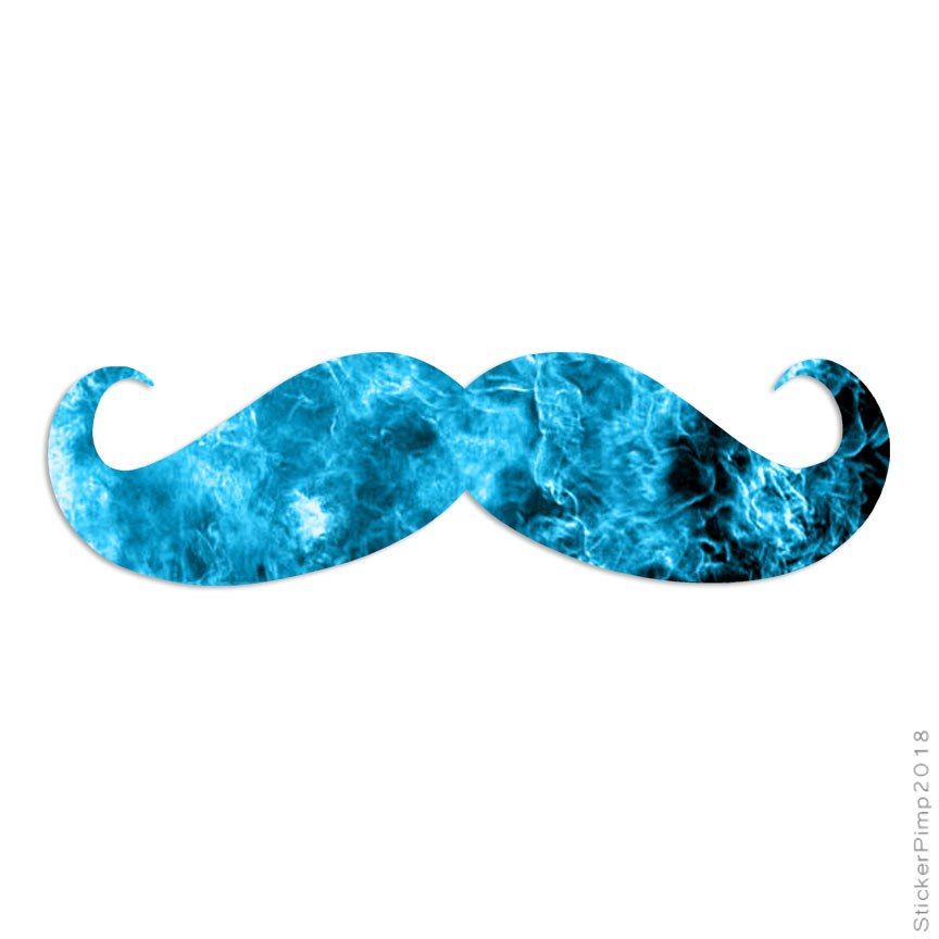 Curled Tip Mustache, Vinyl Decal Sticker, 40 Patterns & 3 Sizes, #3926