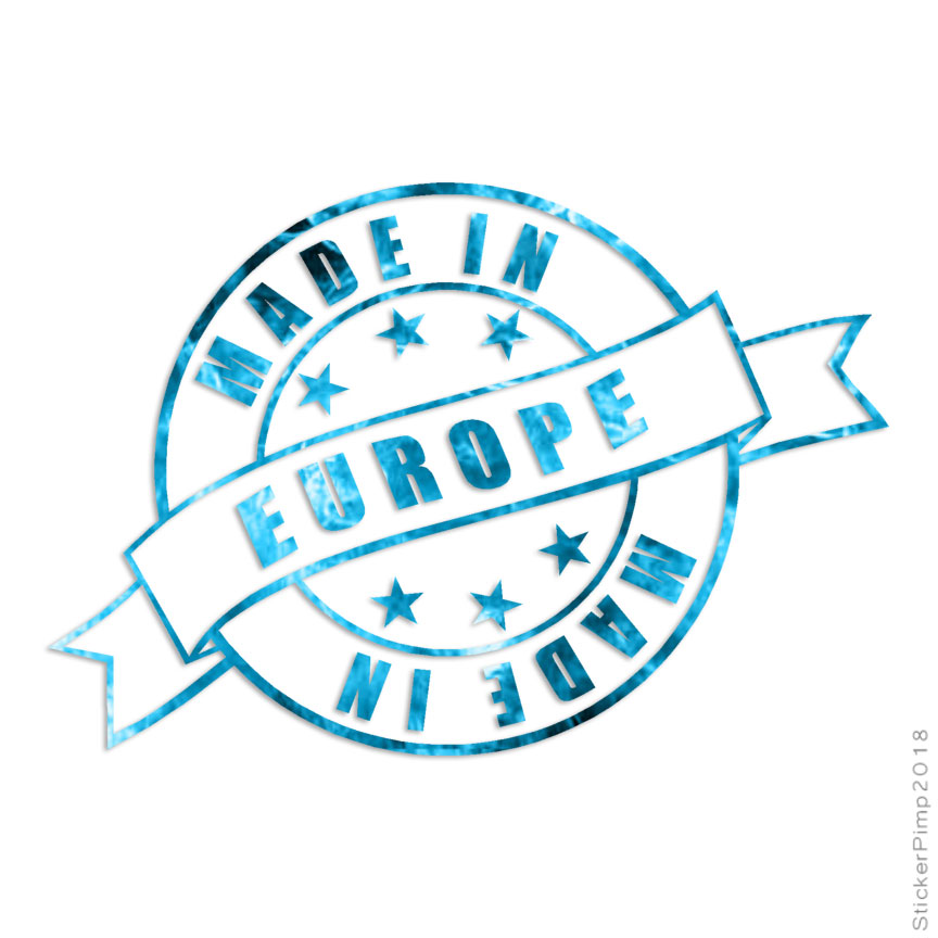 Made In Europe Stamp Logo, Vinyl Decal Sticker, 40 Patterns & 3 Sizes, #3935