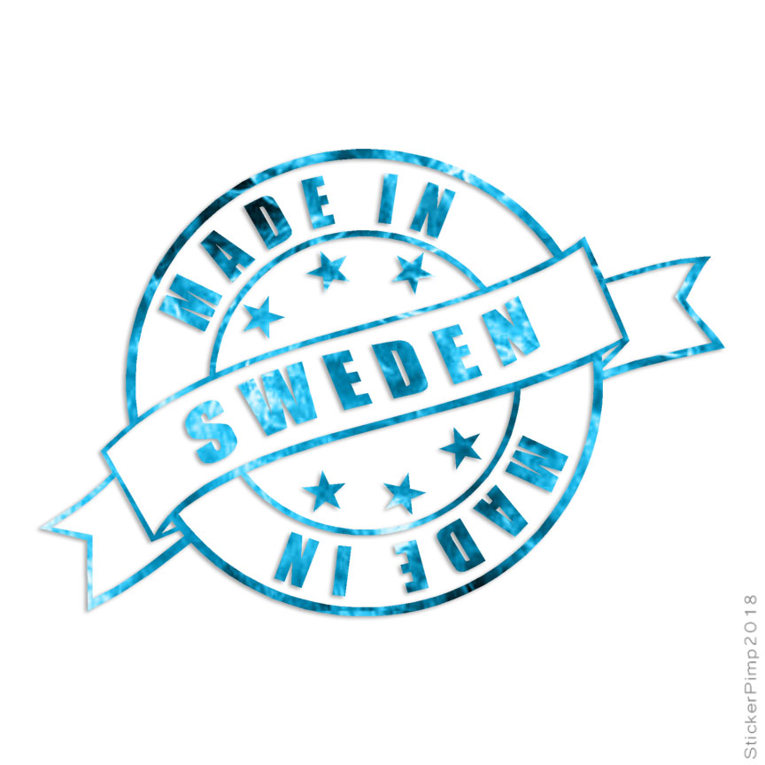 Made In Sweden Stamp Logo, Vinyl Decal Sticker, 40 Patterns & 3 Sizes, #3938