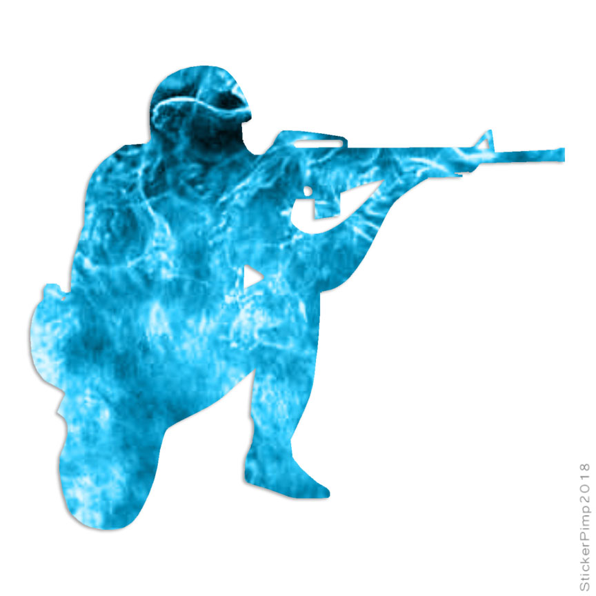 Kneeling Soldier Shooter, Vinyl Decal Sticker, 40 Patterns & 3 Sizes, #425