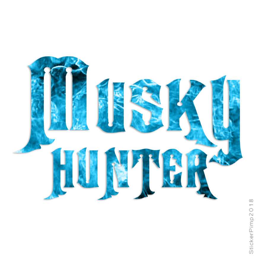 Musky Hunter Fishing, Vinyl Decal Sticker, 40 Patterns & 3 Sizes, #470
