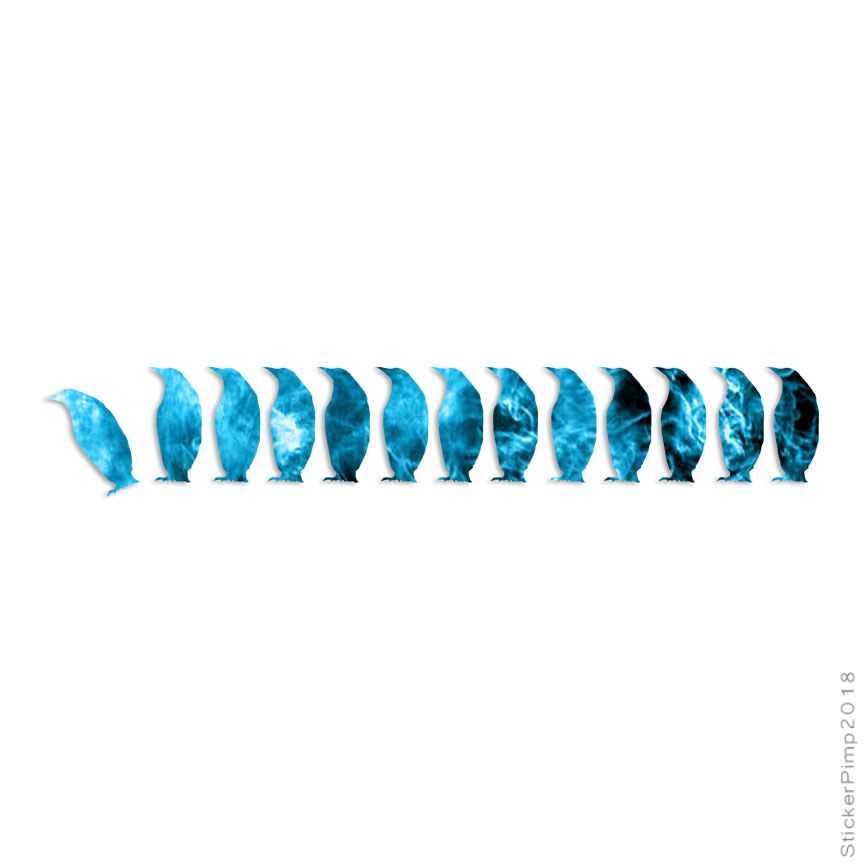 Row of Penguins, Vinyl Decal Sticker, 40 Patterns & 3 Sizes, #517