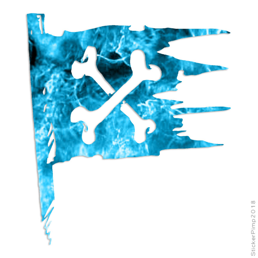 Pirate Flag Crossbones, Vinyl Decal Sticker, 40 Patterns & 3 Sizes, #533